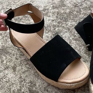 Soda Women's Topic Espadrille Platform Sandals Open Toe Ankle Strap Black Size 9